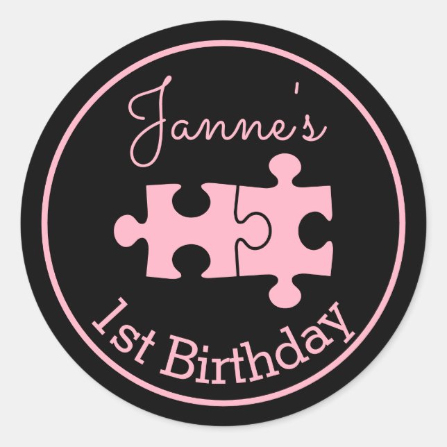 Sticker Rond Joli puzzles roses roses (Devant)