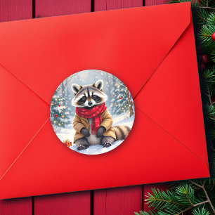 Sticker Rond Joli Raccoon Whimsical