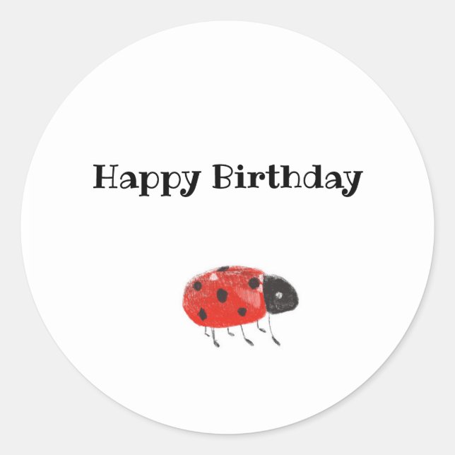 Sticker Rond Joli Red Ladybug personnalisable (Devant)