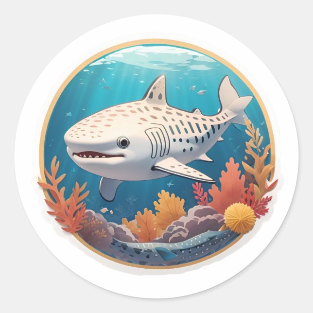 Sticker Rond Joli requin baleine albinos (Devant)