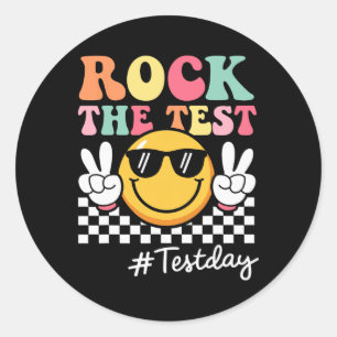 Sticker Rond Joli Rock The Test Retro Sourire Enseignant Enfant