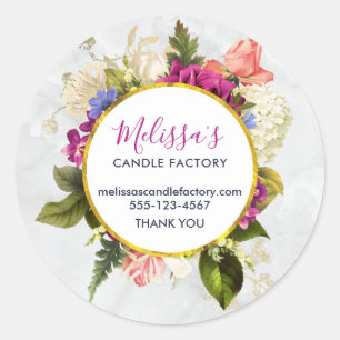 Sticker Rond Joli rose Aquarelle Fleurs Business