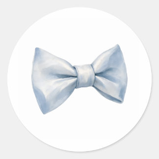 Sticker Rond Joli Ruban à Nœud Aquarelle Bleu Doux Coquette Est