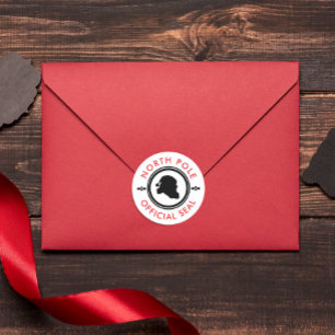 Sticker Rond Joli sceau de l'atelier du Père Noël noir, rouge e