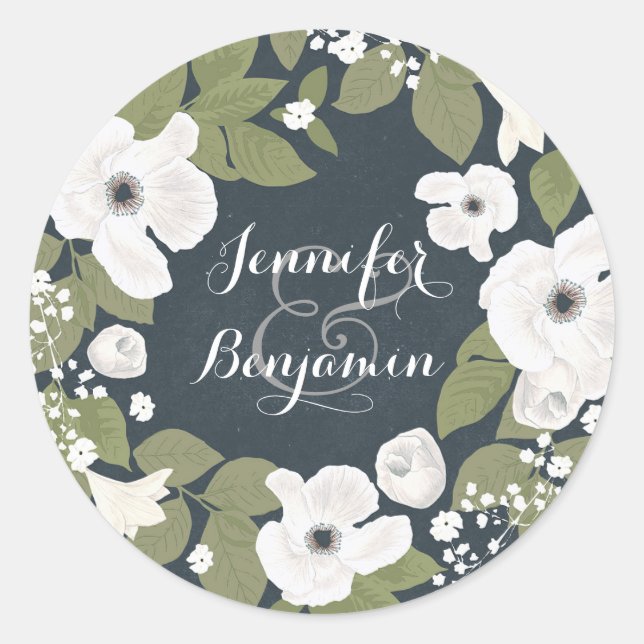 Sticker Rond joli sceau ou merci à la marque de mariage (Devant)