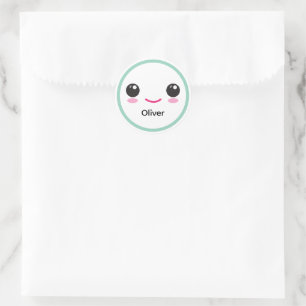 Sticker Rond Joli sourire Kawaii mignon personnalisable Autocol