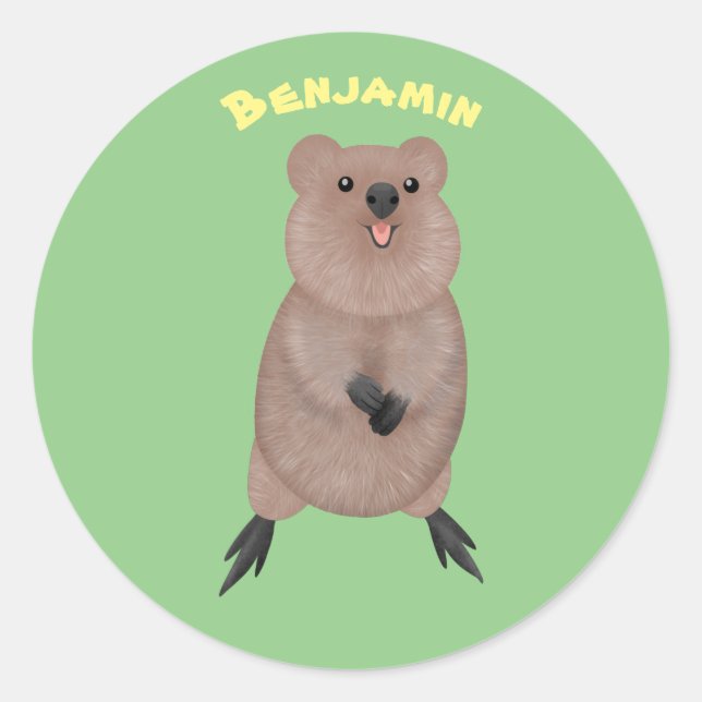 Sticker Rond Joli sourire mignon dessin animé quokka (Devant)