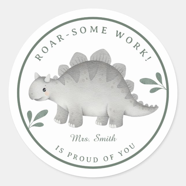 Sticker Rond Joli Stégosaure à l'aquarelle Travail Formidable E (Devant)