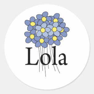 Sticker Rond Joli T-shirt Fleur Bleue Lola