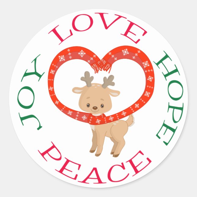Sticker Rond Joli Vacances Bébé Reindeer Hope (Devant)