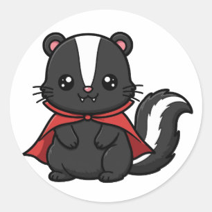 Sticker Rond Joli vampire mouffette Halloween
