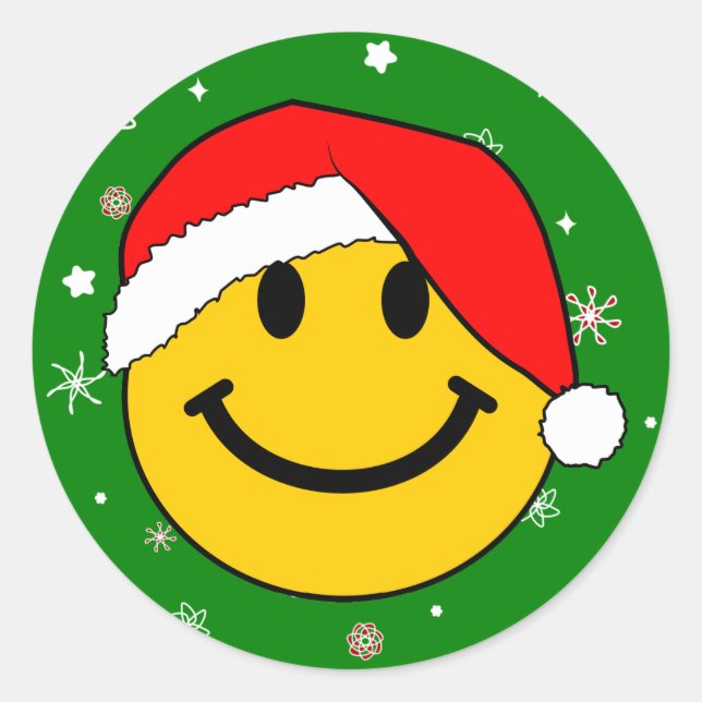 Sticker Rond Joli visage de Noël Père Noël (Devant)