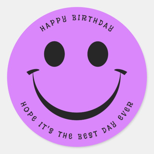 Sticker Rond Joli visage violet mou Anniversaire (Devant)