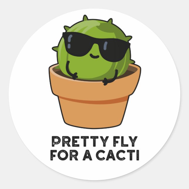 Sticker Rond Joli Vol Pour Un Cactus Cactus Drôle (Devant)