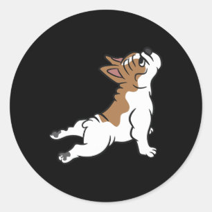 Sticker Rond Joli yoga de chien Bouledogue français Hommes Femm
