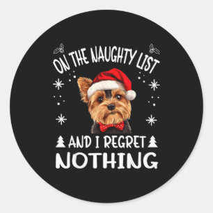 Sticker Rond Joli Yorkshire Terrier Yorkie Chien Noël