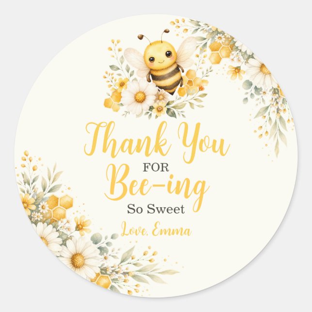 Sticker Rond Jolie abeille merci (Devant)