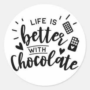 Sticker Rond Jolie Accro au Chocolat Amour Chocolat Mariage Fêt
