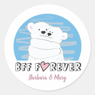 Sticker Rond Jolie amitié d'ours polaire BFF