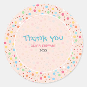 Sticker Rond Jolie aquarelle Baby Sprinkle Merci