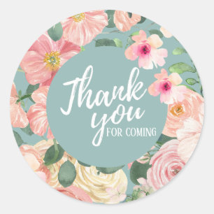 Sticker Rond Jolie aquarelle boho floral chic Merci
