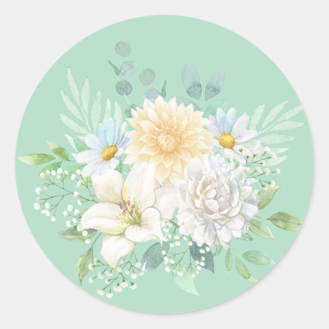 Sticker Rond Jolie aquarelle Pastel Floral (Devant)