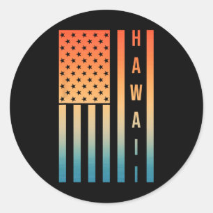 Sticker Rond Jolie art hawaïen pour hommes femmes surf Hawaï Ét
