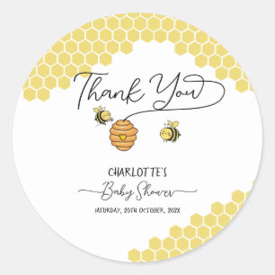 Sticker Rond Jolie Baby Shower Nid d'Abeilles Miel