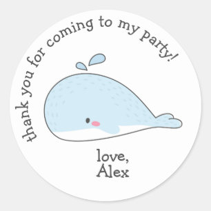 Sticker Rond Jolie Baleine - Remerciements pour l'anniversaire 