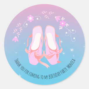 Sticker Rond Jolie Ballerina fille fête d'anniversaire