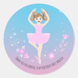 Sticker Rond Jolie Ballerina fille fête d'anniversaire