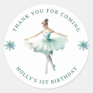 Sticker Rond Jolie Ballerine Menthe Merci 1er Anniversaire