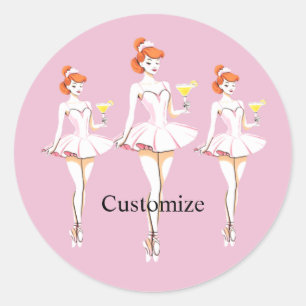 Sticker Rond Jolie ballerine posant avec Martini Thunder_Cove