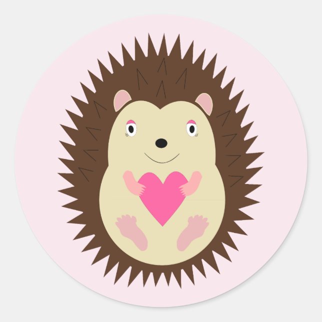 Sticker Rond Jolie bébé hérisson rose (Devant)