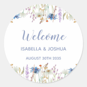 Sticker Rond Jolie Bienvenue de mariage aux fleurs sauvages à l