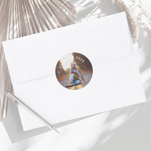 Sticker Rond Jolie classe de photo Enveloppe de graduation Scea