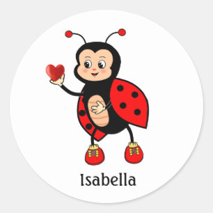 Sticker Rond Jolie coccinelle et cœur