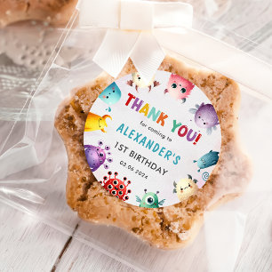 Sticker Rond Jolie couleur Notre Petit Monstre Anniversaire