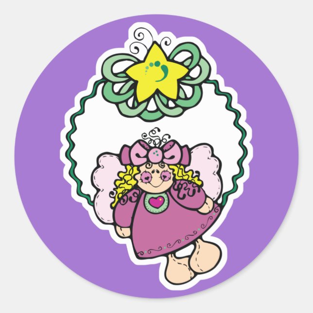 Sticker Rond jolie couronne d'ange de noël (Devant)