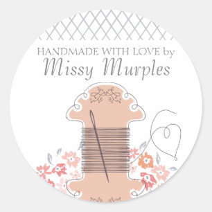 Sticker Rond Jolie couture de couture de fils de broderie