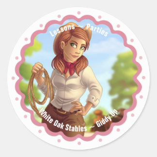 Sticker Rond Jolie Cowgirl Personnalisable