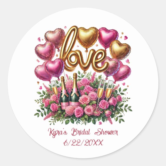 Sticker Rond Jolie douche de mariée ajouter nom date  (Devant)
