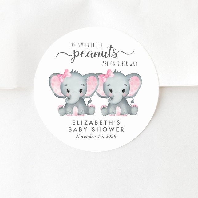 Sticker Rond Jolie Eléphant Twin Baby Girls Douche (Créateur téléchargé)