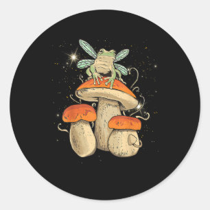 Sticker Rond Jolie esthétique Cottagecore Champignon Grenouille