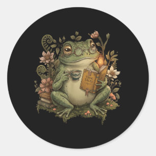 Sticker Rond Jolie esthétique de cottage cosy grenouille amateu