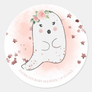 Sticker Rond Jolie Fantôme Halloween Fille Baby Shower Classiqu