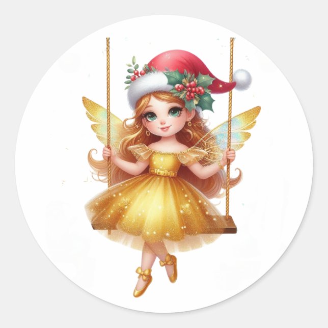 Sticker Rond Jolie fée de Noël (Devant)