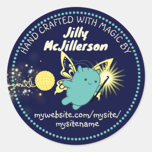 Sticker Rond Jolie fée volante crochet fil crochet emballage ar