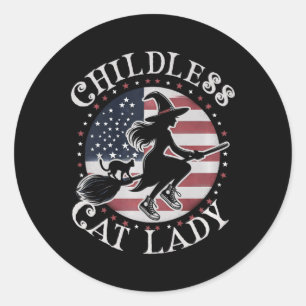 Sticker Rond Jolie Femme De Chat Sans Enfant En Sorcières Maléf