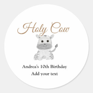 Sticker Rond Jolie ferme de vache sainte animal anniversaire aj